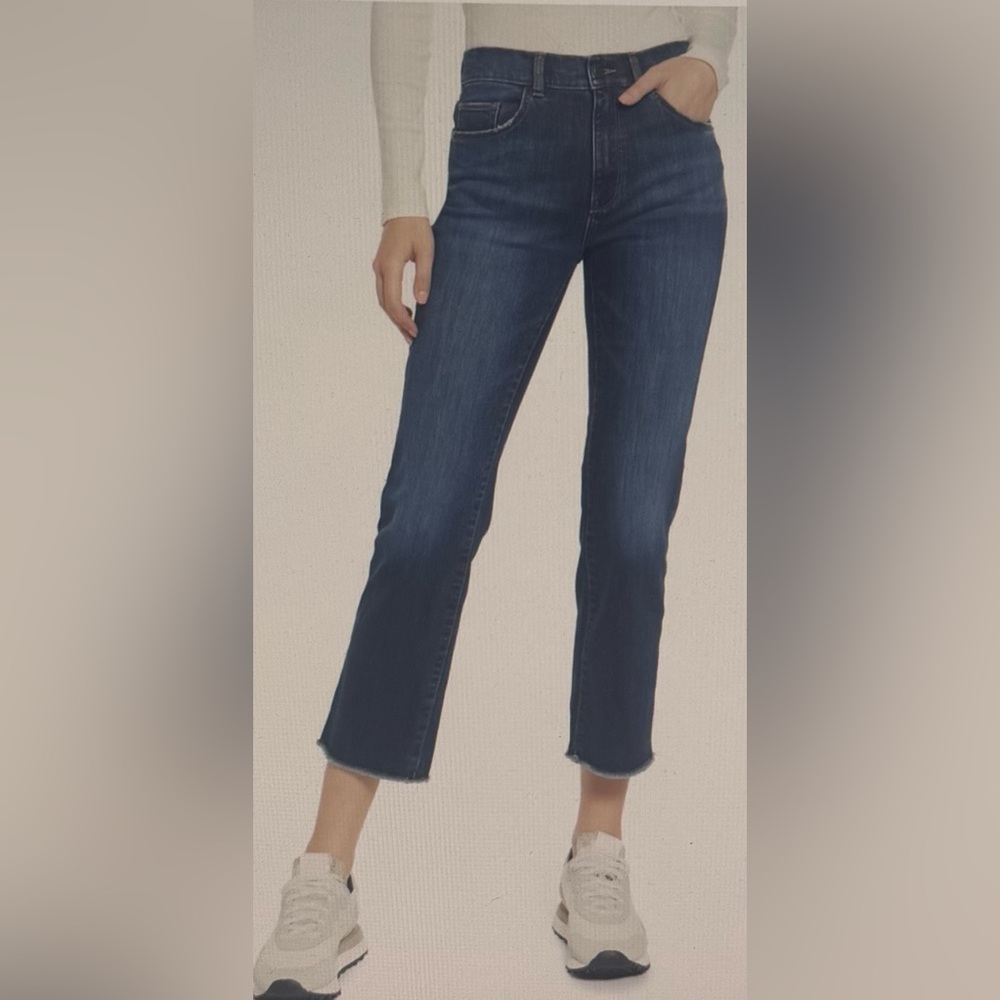 DL1961 Patti Straight High Rise Vintage Ankle in Dark Frayed Size 26